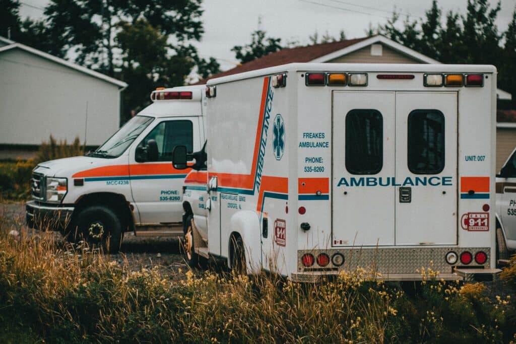 Ambulances are waiting for the transport